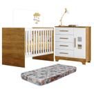 Quarto de Bebê com Berço com Colchão Suporte Life 100% Mdf e Cômoda 4 Gavetas 1 Porta Fly 100% Mdf