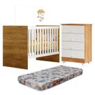 Quarto de Bebê com Berço com Colchão Suporte Life e Cômoda de Bebê 100% Mdf 4 Gavetas Soft Life