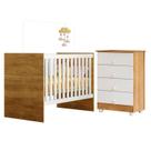 Quarto de Bebê com Berço com Suporte 100% Mdf Life e Cômoda de Bebê 100% Mdf 4 Gavetas Soft Life