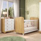 Quarto de Bebê com Berço e Cômoda 4 Gavetas 100% Mdf Mimo Espresso Móveis Branco Brilho/Amêndoa