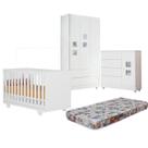 Quarto de Bebe com Berço Mini Cama 100% MDF com Colchão Life Cômoda Life Guarda-Roupa Life Branco Quarto de Bebe com Berço Mini Cama 100% MDF com Colchão Life Cômoda Life Guarda-Roupa Life Branco