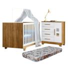 Quarto de Bebê com Berço Mini Cama 100% Mdf com Colchão Life e Cômoda 4 Gavetas 1 Porta Fly 100% Mdf