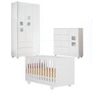 Quarto de Bebe com Berço Mini Cama 100% Mdf Life Cômoda Life Guarda-roupa Life