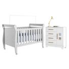 Quarto de Bebê com Berço Mini Cama 100% Mdf Slim e Cômoda 4 Gavetas 1 Porta Fly 100% Mdf
