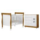 Quarto de Bebê com Berço Mini Cama 100% Mdf Slim e Cômoda de Bebê 100% Mdf 1 Porta 4 Gavetas Life