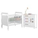 Quarto de Bebê com Berço Mini Cama 3 em 1 Soninho 100% Mdf e Cômoda 4 Gavetas 1 Porta Fly 100% Mdf