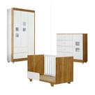 Quarto de Bebê com Berço Mini Cama, Cômoda 1 Porta 4 Gavetas e Guarda Roupa 3 Portas 2 Gavetas Life