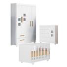 Quarto de Bebê com Berço Mini Cama, Cômoda 1 Porta 4 Gavetas e Roupeiro 4 Portas 2 Gavetas Fly Quarto de Bebê com Berço Mini Cama, Cômoda 1 Porta 4 Gavetas e Roupeiro 4 Portas 2 Gavetas Fly