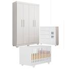 Quarto de Bebê com Berço Mini Cama, Cômoda1 Porta 4 Gavetas e Roupeiro 4 Portas 3 Gavetas Quarto de Bebê com Berço Mini Cama, Cômoda1 Porta 4 Gavetas e Roupeiro 4 Portas 3 Gavetas