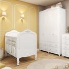 Quarto de Bebê com Berço Mini Cama e Guarda Roupa 4 Portas Maya Clássico Espresso Móveis