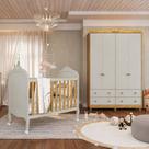 Quarto de Bebê com Berço Minicama e Guarda-Roupa 4 Portas 100% MDF Maya Clássico Espresso Móveis Bege/Off White/Amêndoa Quarto de Bebê com Berço Minicama e Guarda-Roupa 4 Portas 100% MDF Maya Clássico Espresso Móveis Bege/Off White/Amêndoa