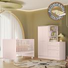Quarto de Bebê com Berço Reto e Roupeiro Doce Sonho Rosa Qmovi Colchão Gazin