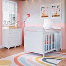 Quarto de Bebê com Cômoda 1 Porta 4 Gavetas e Berço Mini Cama Nina 100% Mdf Espresso Móveis