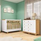Quarto de Bebê com Cômoda 1 Porta e Berço 4 em 1 Minicama em MDF Quarto de Bebê com Cômoda 1 Porta e Berço 4 em 1 Minicama em MDF