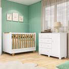 Quarto de Bebê com Cômoda 1 Porta e Berço 4 em 1 Minicama em MDF