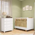 Quarto de Bebê com Cômoda 4 Gavetas e Berço 4 em 1 Minicama 100 MDF Zuri Móveis Peroba