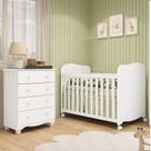 Quarto de Bebê com Cômoda 4 Gavetas e Berço com Rodízios 100% Mdf Mimo Espresso Móveis
