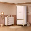 Quarto de Bebê com Cômoda 5135 e Guarda Roupa 5055 Flora Rosa Qmovi