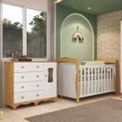 Quarto de Bebê com Cômoda Janelada e Berço Minicama 100% Mdf Aurora Espresso Móveis