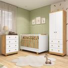 Quarto de Bebê com Guarda-roupa 2 Portas Cômoda e Berço 4 Em1 Minicama 100% Mdf Mike Espresso Móveis