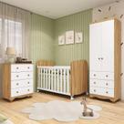 Quarto de Bebê com Guarda-roupa 2 Portas Cômoda e Berço com Rodízios 100% Mdf Mimo Espresso Móveis