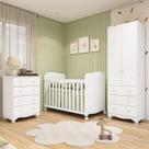 Quarto de Bebê com Guarda-roupa 2 Portas Cômoda e Berço com Rodízios 100% Mdf Mimo Espresso Móveis