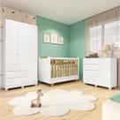 Quarto de Bebê com Guarda-roupa 3 Portas Cômoda e Berço 4em1 Minicama 100% Mdf Mike Espresso Móveis