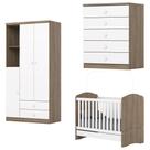 Quarto de Bebê com Guarda-Roupa 3 Portas Cômoda e Berço Faz de Conta Espresso Móveis Branco/Rústico Quarto de Bebê com Guarda-Roupa 3 Portas Cômoda e Berço Faz de Conta Espresso Móveis Branco/Rústico