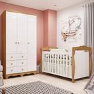 Quarto de Bebê com Guarda-roupa 3 Portas e Berço Americano Nina 100% Mdf Espresso Móveis