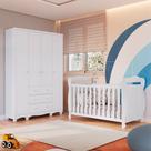 Quarto de Bebê com Guarda-Roupa 4 Portas e Berço Minicama 100% MDF Nina Espresso Móveis