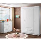 Quarto De Bebe com Guarda Roupa 4 Portas e Cômoda Sapateira