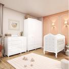 Quarto de Bebê com Guarda-roupa Cômoda e Berço com Capitonê 100% Mdf Maya Clássico Espresso Móveis