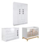 Quarto De Bebê Com Guarda Roupa, Cômoda e Berço