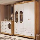 Quarto de Bebê com Guarda-roupa e Cômoda Janelados 100% Mdf Mateo Provençal Espresso Móveis Branco Brilho/Amêndoa