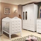 Quarto de Bebê com Guarda Roupa Janelado e Berço com Capitonê Maya Provençal Yescasa