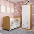 Quarto de Bebê com Guarda Roupa Smim New 2 Portas e Berço Uli MDF Móveis Peroba