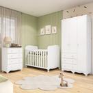 Quarto de Bebê com Guarda Roupas 3 Portas Cômoda e Berço com Rodizio Mimo 100% Mdf Espresso Móveis