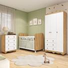 Quarto de Bebê com Guarda Roupas 3 Portas Cômoda e Berço com Rodizio Mimo 100% Mdf Espresso Móveis