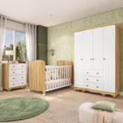 Quarto de Bebê com Guarda Roupas 4 Portas Cômoda e Berço com Rodizio Mimo 100% Mdf Espresso Móveis