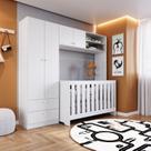 Quarto de Bebê com Guarda-Roupas e Berço 3 em 1 com Colchão