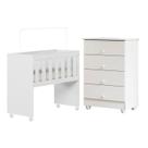 Quarto de Bebê com Mini Berço com Colchão 5 em 1 Ariel e Cômoda de Bebê 100% Mdf 4 Gavetas Soft Life