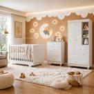Quarto de Bebê Cômoda Berço e Guarda Roupa com Colchão Nina