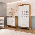Quarto de Bebê Cômoda com Fraldário Guarda Roupa 3 Portas Mirelle Branco Carolina Baby