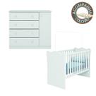 Quarto de Bebê Cômoda Sapateira Helena e Berço 1 com Colchão Nana Neném Branco Phoenix Qmovi Umaflex