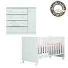 Quarto de Bebê Cômoda Sapateira Helena e Berço 1344 com Rodízios e Colchão Nana Neném Branco Phoenix Qmovi Umaflex