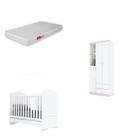 Quarto de Bebê Compacto com Berço e Guarda Roupa Lápis de Cor com Colchão Quarto de Bebê Compacto com Berço e Guarda Roupa Lápis de Cor com Colchão