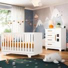 Quarto de Bebê Completo 100% MDF 1 Berço Minicama com Colchão Life 1 Cômoda Fly