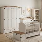 Quarto de Bebê Completo 100% MDF com Guarda Roupa Cômoda Berço Estante e Baú Smile Bege Creme/Carval