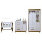 Quarto de Bebê Completo 100 MDF com Guarda-Roupa, Cômoda e Mini Berço Estelar Tigus Baby