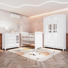 Quarto de Bebê Completo 3 Peças Berço 3 em 1 Eloá Branco